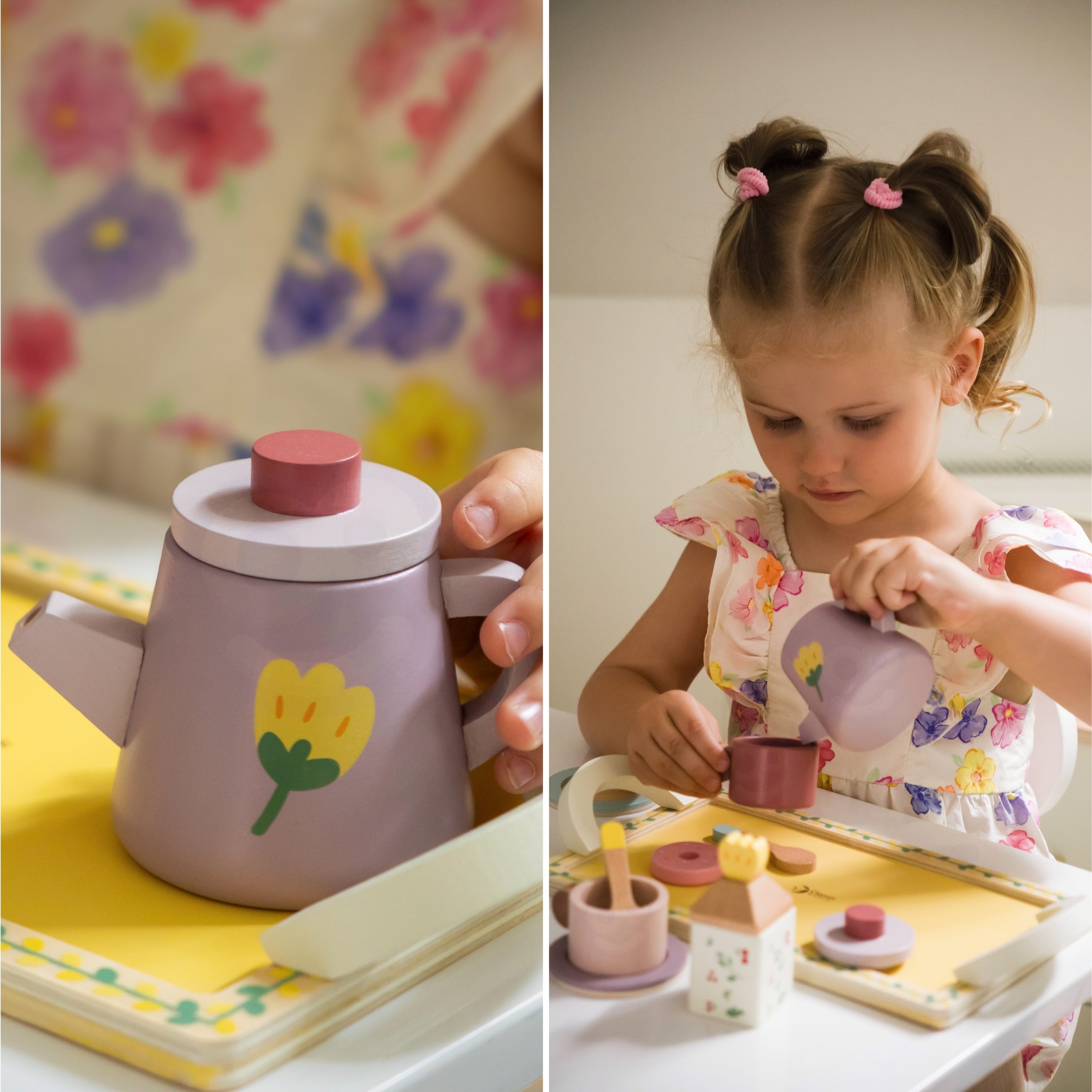 CLASSIC WORLD Drewniany Zestaw do Herbaty i Deserów 14 el.