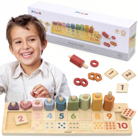 VIGA PolarB Drewniane Liczydło Sorter Nauka Liczb Montessori