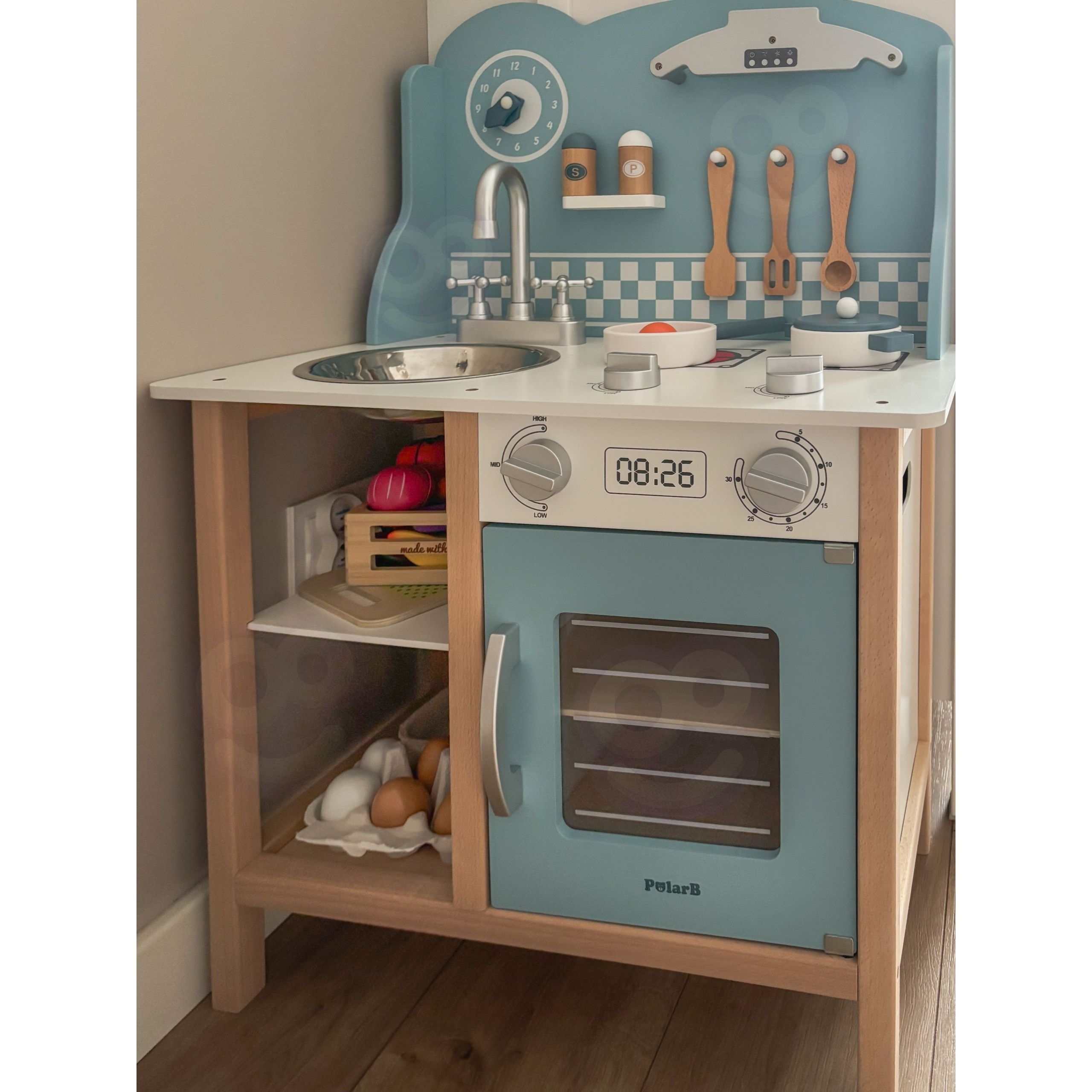 Polarb drewniana kuchnia z akcesoriami silver - blue - 10 z 12