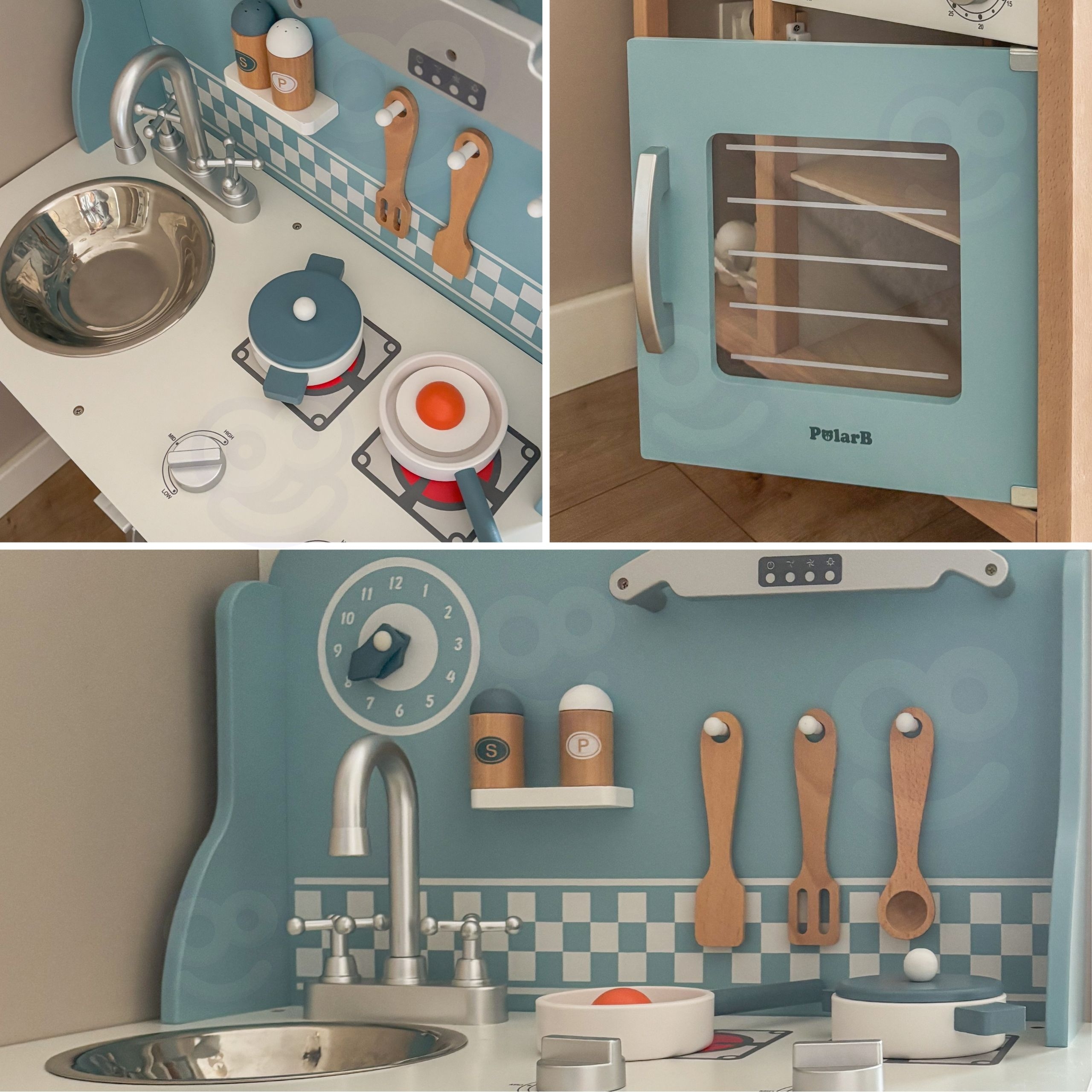 Polarb drewniana kuchnia z akcesoriami silver - blue - 9 z 12