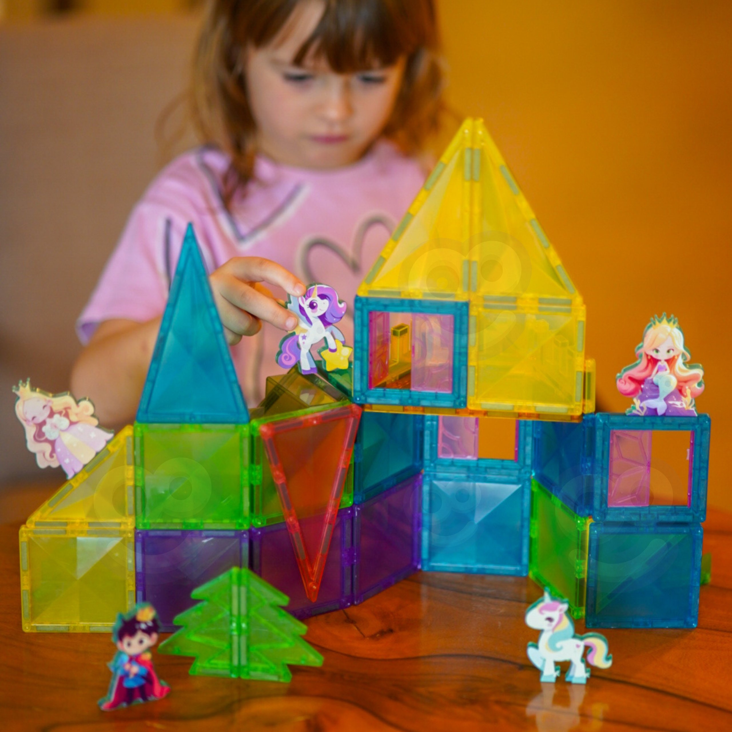 WOOPIE Klocki Magnetyczne Konstrukcyjne 3D Zestaw Edukacyjny Bajkowy Zamek Księżniczki 55el.