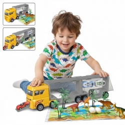 WOOPIE Ciężarówka Transporter 2w1 Zestaw Dinozaurów + Makieta