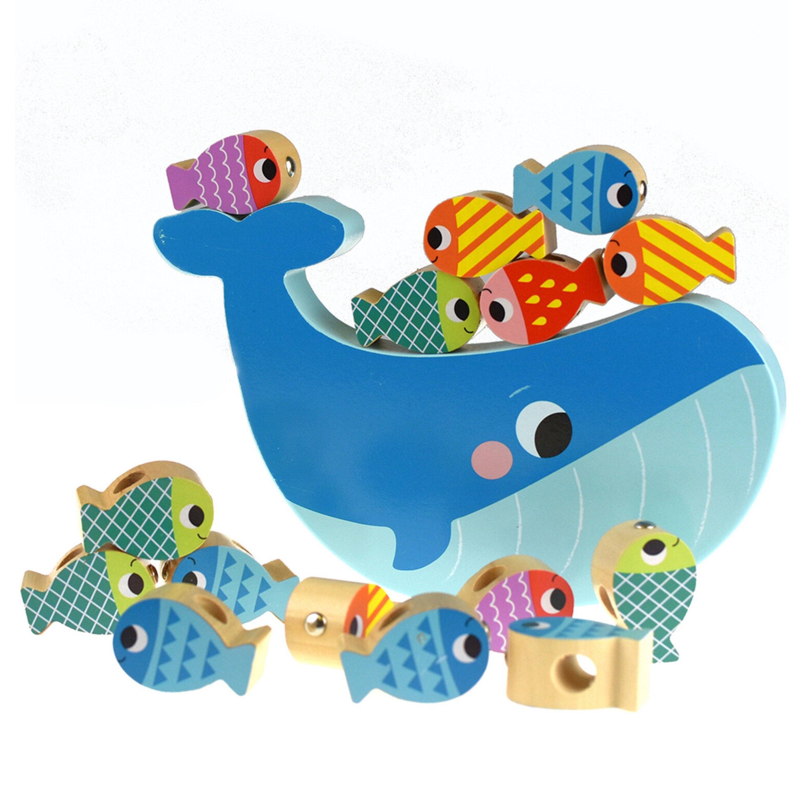 Drewniana gra wieloryb i rybki wielofunkcyjna 4 w 1 - 17 z 17