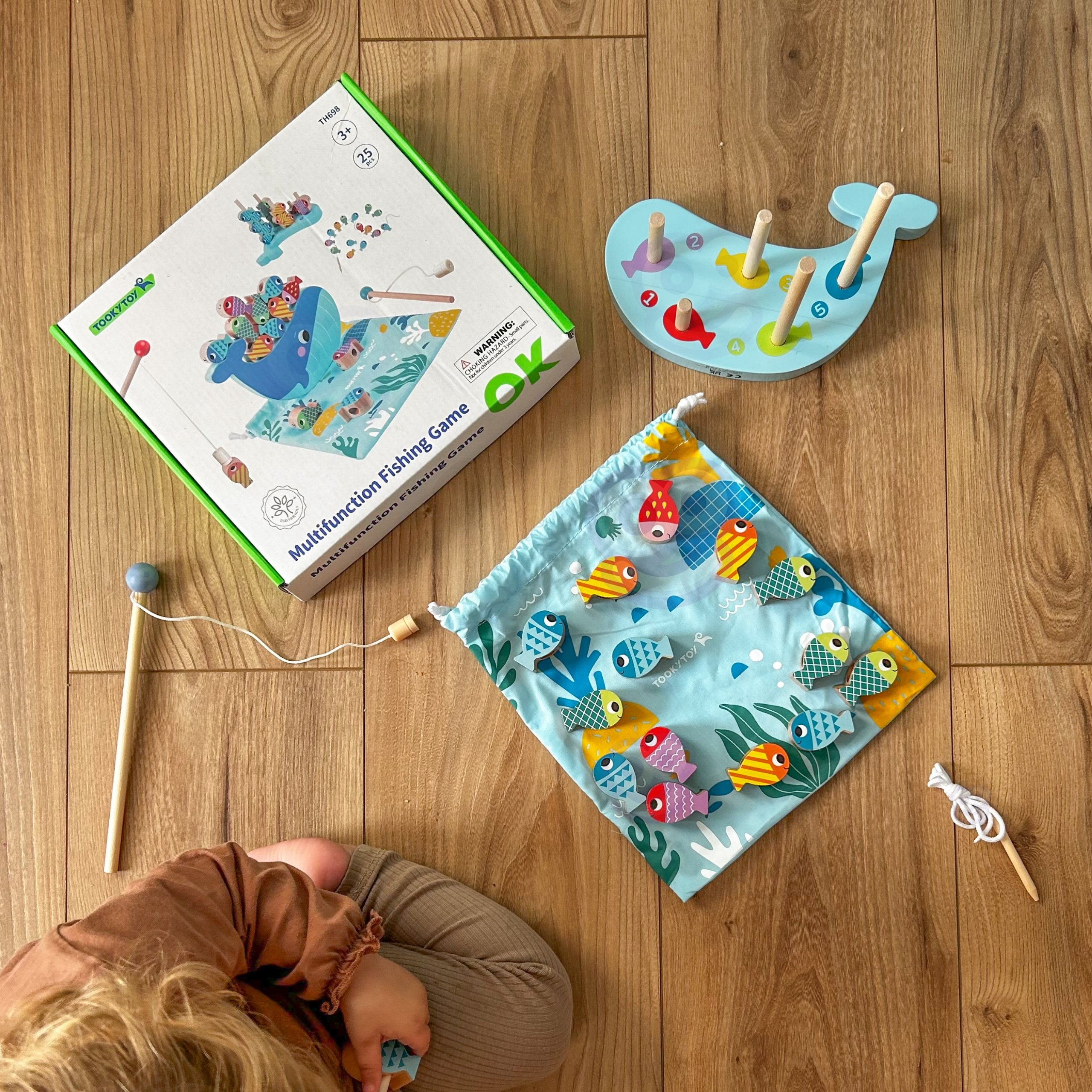 Drewniana gra wieloryb i rybki wielofunkcyjna 4 w 1 - 12 z 17