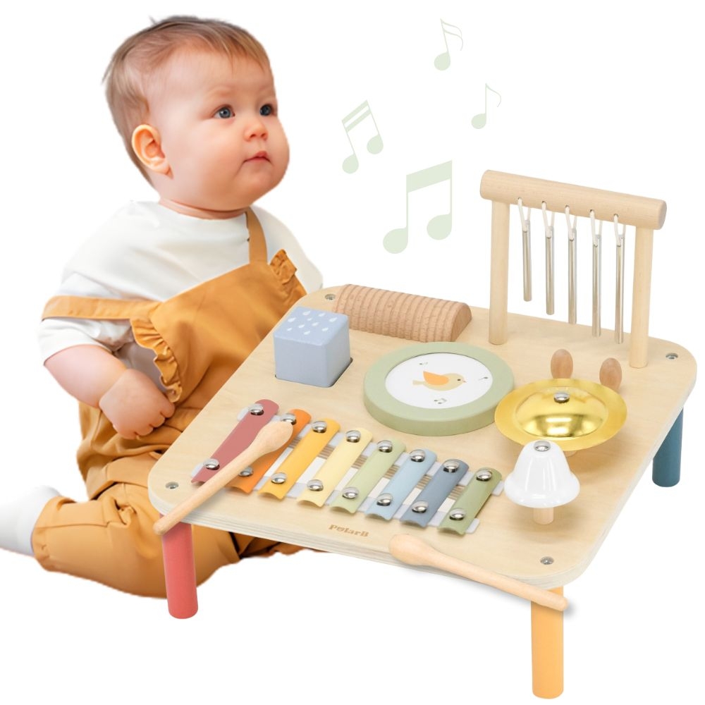 Viga Drewniany Stolik Edukacyjny Muzyczny Sensoryczny 7W1