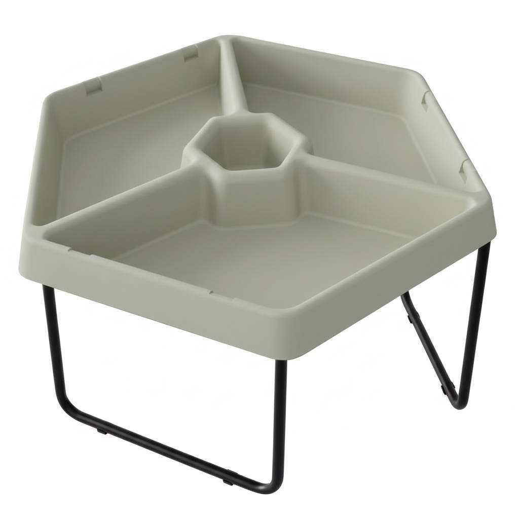 Sześciokątny stolik do zabawy piaskiem i wodą 3 komory regulowana wysokość