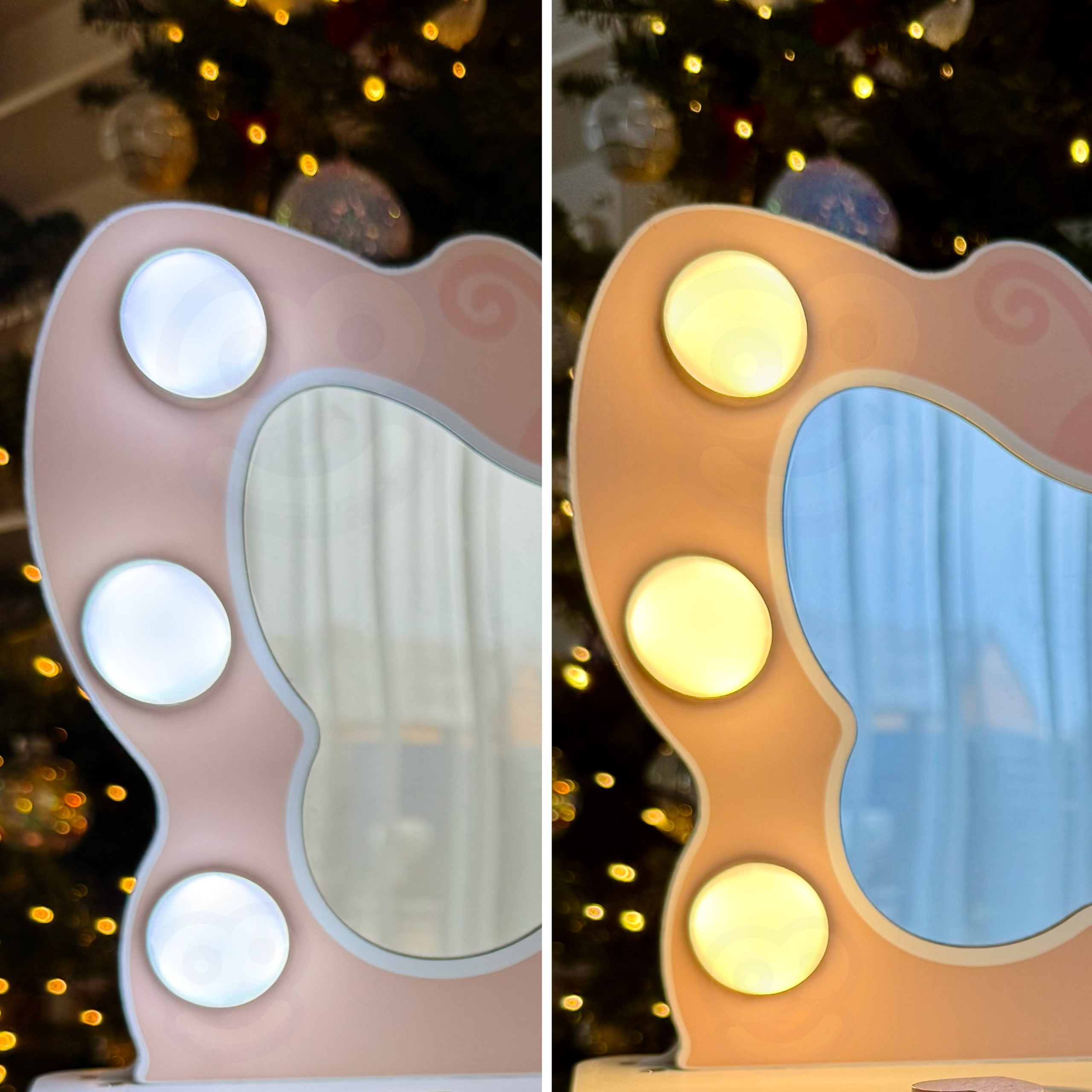 Drewniana toaletka motyl akcesoria lustro z oświetleniem led + kosmetyki - 13 z 13