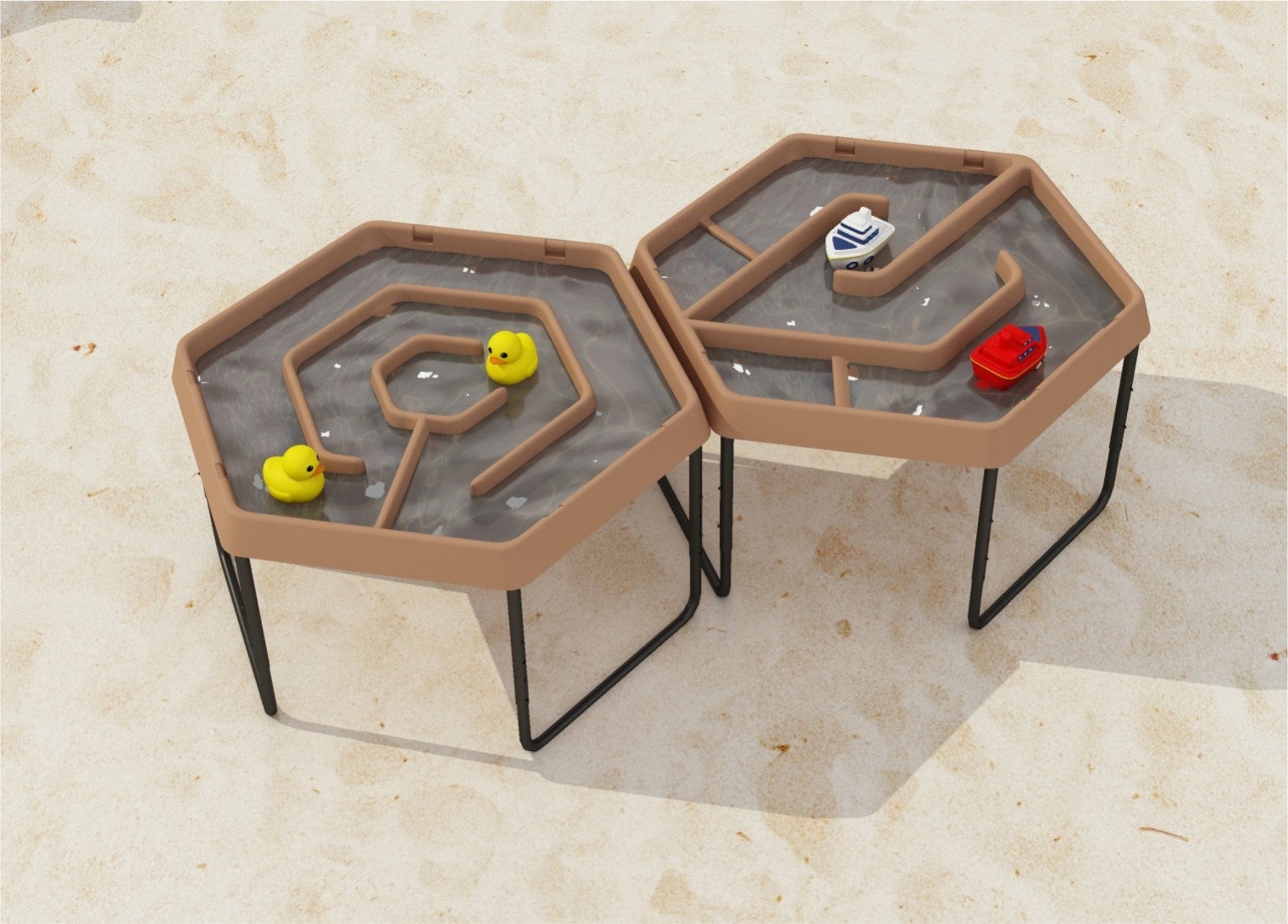 Sześciokątny stolik do zabawy piaskiem i wodą labirynt regulowana wysokość - 2 z 4