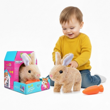 WOOPIE Króliczek Ineraktywny Pluszowy z Marchewką Beżowy