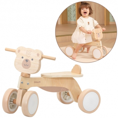 VIGA PolarB Drewniany Jeździk Miś Brunatny Miękkie Koła