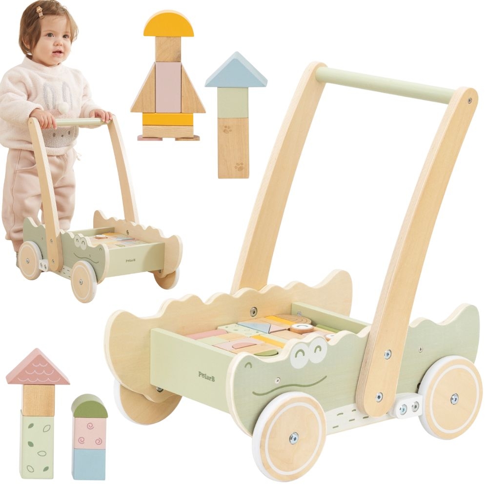 Drewniany wózek na klocki pchacz - 16 z 16