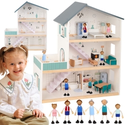 TOOKY TOY Duży Drewniany Domek dla Lalek