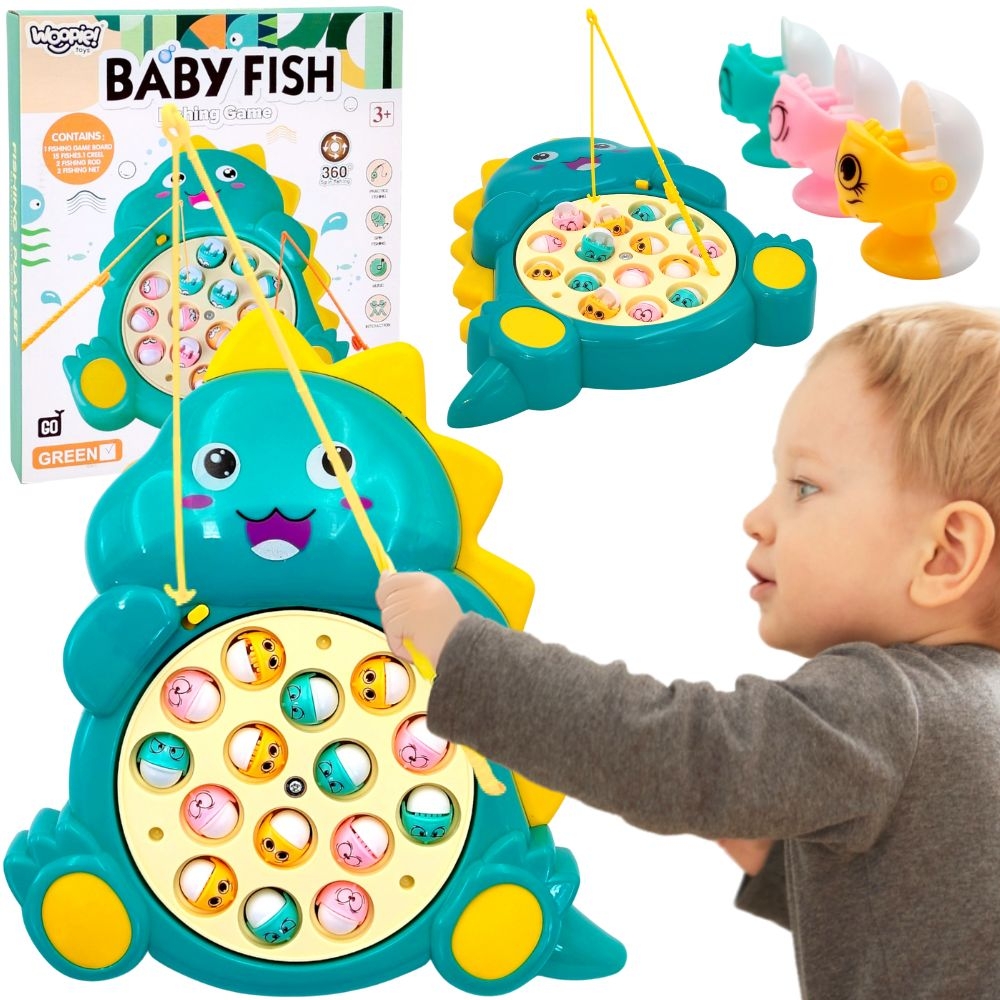 Zestaw łowienie rybek gra zręcznościowa zielony dinozaur - 12 z 12