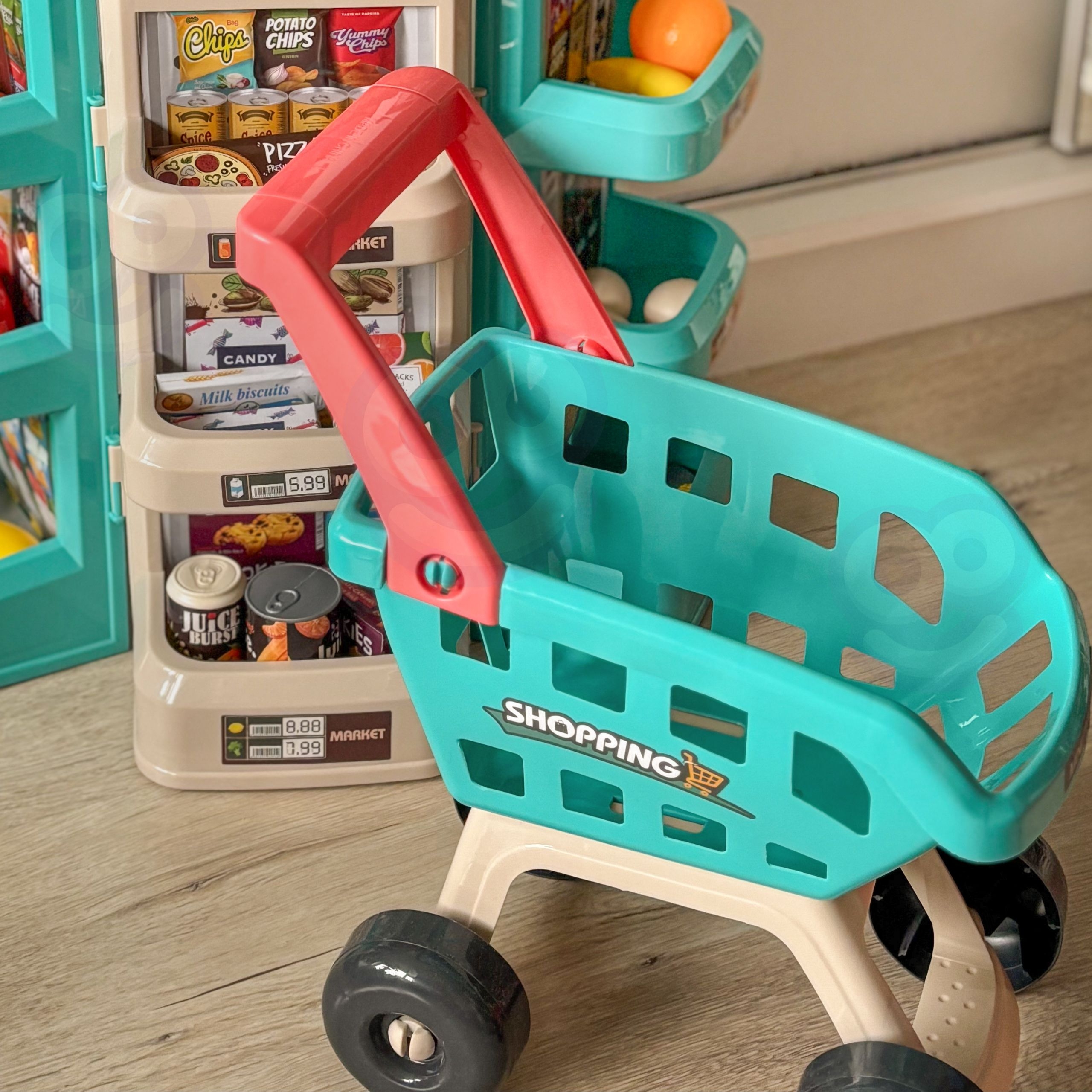 Sklep supermarket i wózek koszyk sklepowy kasa waga skaner 47 akc - 10 z 13