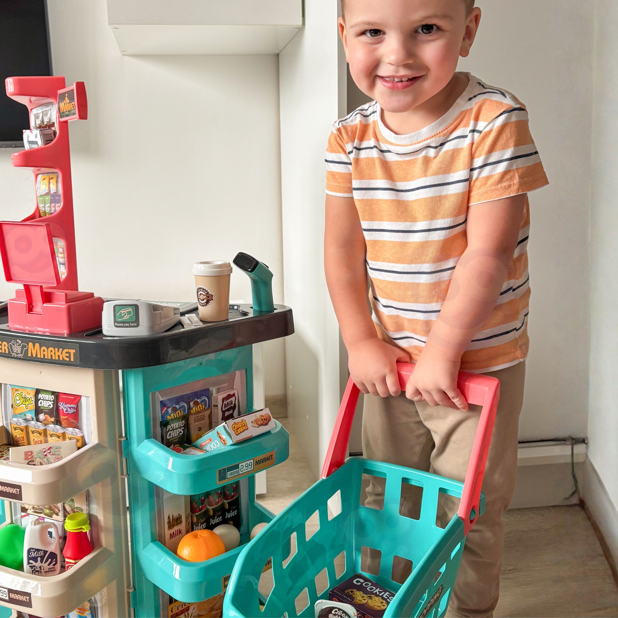 Sklep supermarket i wózek koszyk sklepowy kasa waga skaner 47 akc - 13 z 13