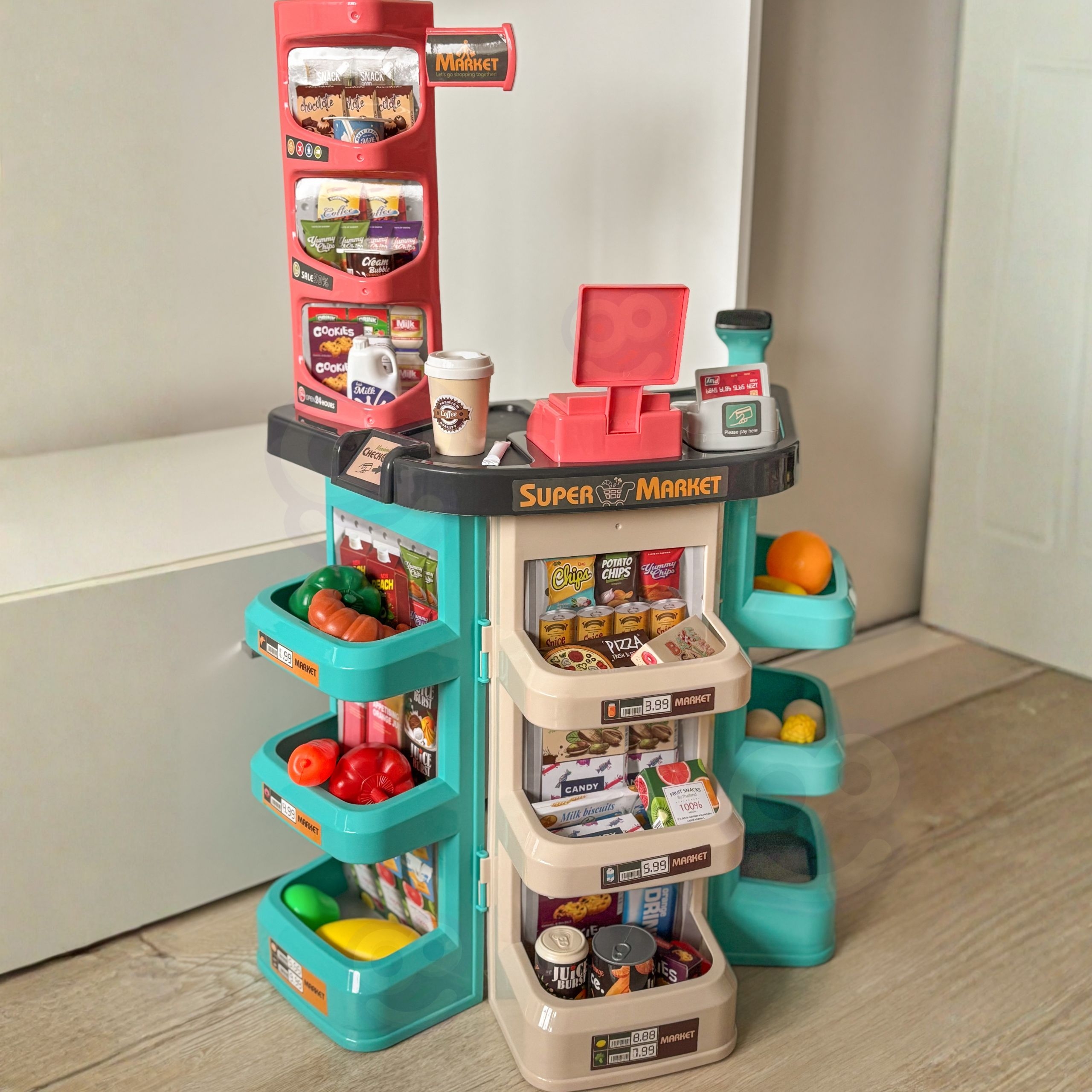 Sklep supermarket i wózek koszyk sklepowy kasa waga skaner 47 akc - 9 z 13