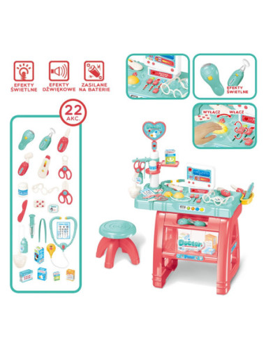 WOOPIE Gabinet Małego Lekarza Doktora Światło Dźwięk + 22 akc