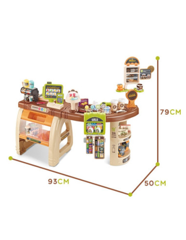 WOOPIE Sklep Supermarket Wózek Kasa Ruchome Elementy + 65 akc.