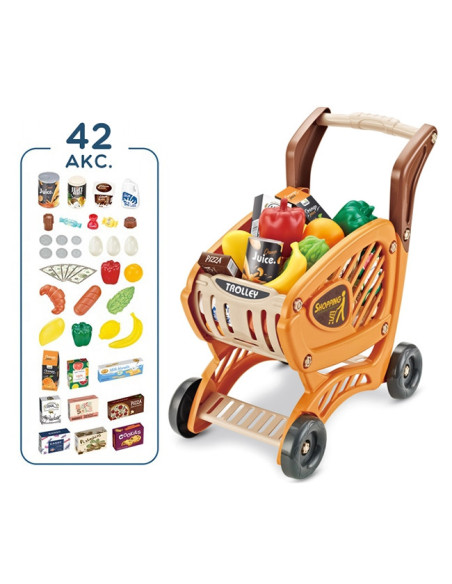 WOOPIE Wózek Sklepowy dla Dzieci Ruchome Elementy + 42 Akc.