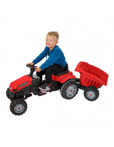 WOOPIE Traktor MAX na pedały z przyczepą czerwony