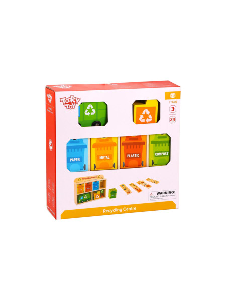 TOOKY TOY Drewniane Centrum Recyklingu Edukacyjny Sorter