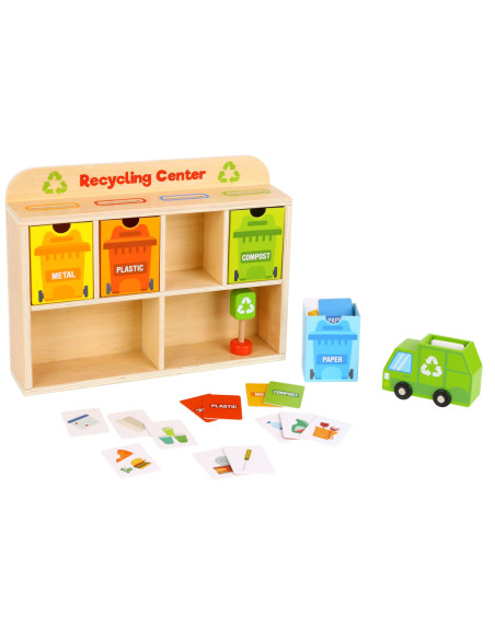 TOOKY TOY Drewniane Centrum Recyklingu Edukacyjny Sorter