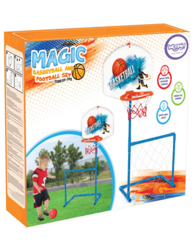 WOOPIE Zestaw 2w1 Koszykówka Bramka do Piłki Nożnej + Piłka