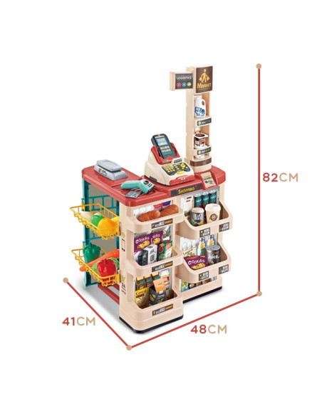 WOOPIE Supermarket z Wózkiem Sklepowym Waga Kasa Skaner + 48 Akcesoriów