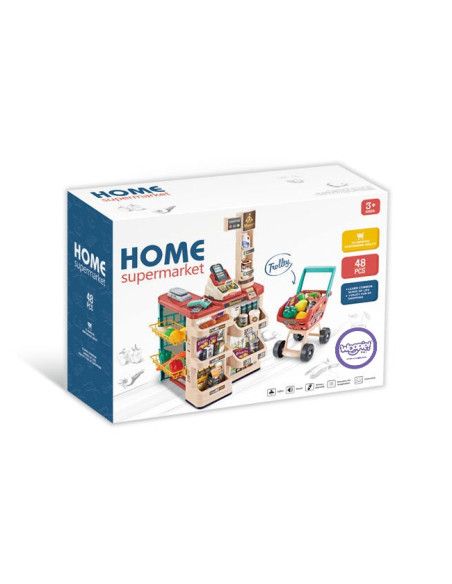 WOOPIE Supermarket z Wózkiem Sklepowym Waga Kasa Skaner + 48 Akcesoriów