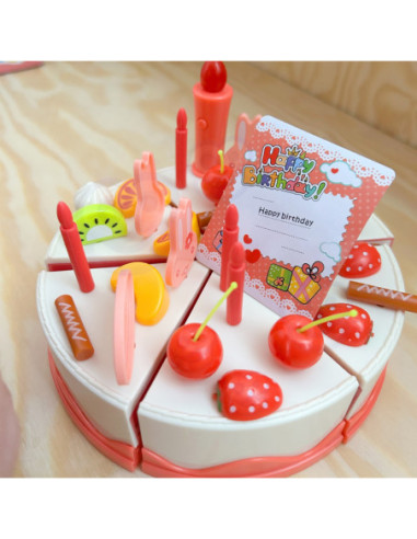 WOOPIE Tort Urodzinowy ze Świecącą Świeczką Owoce 40 el.