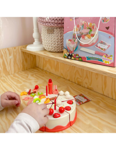 WOOPIE Tort Urodzinowy ze Świecącą Świeczką Owoce 40 el.