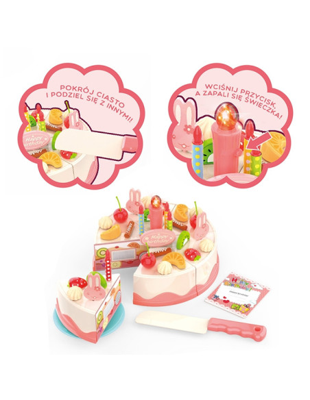 WOOPIE Tort Urodzinowy ze Świecącą Świeczką Owoce 40 el.