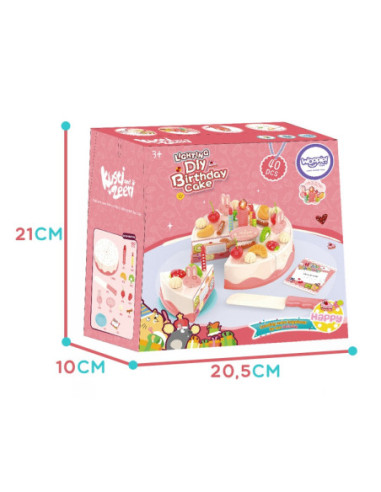 WOOPIE Tort Urodzinowy ze Świecącą Świeczką Owoce 40 el.