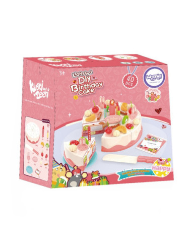 WOOPIE Tort Urodzinowy ze Świecącą Świeczką Owoce 40 el.