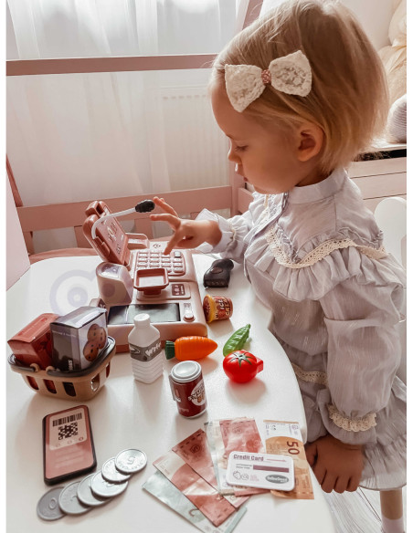 WOOPIE Kasa Sklepowa Dla Dzieci Skaner Waga Mikrofon + 25 Akc.