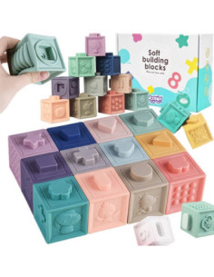 WOOPIE Klocki Sensoryczne Układanka Do Ściskania Dźwięk 12 el.