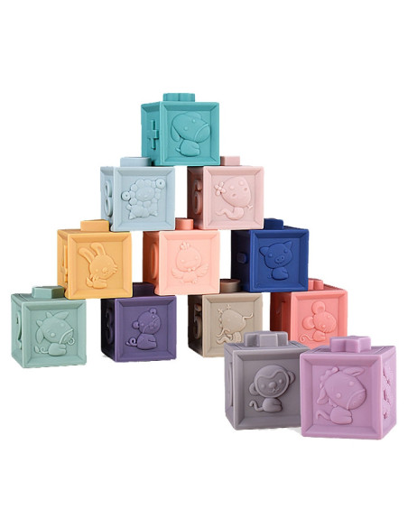 WOOPIE Klocki Sensoryczne Układanka Do Ściskania Dźwięk 12 el.