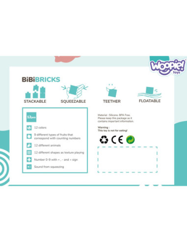 WOOPIE Klocki Sensoryczne Układanka Do Ściskania Dźwięk 12 el.