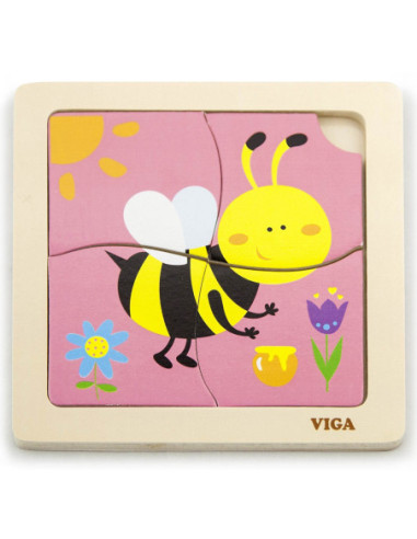 VIGA Poręczne Drewniane Puzzle Pszczoła