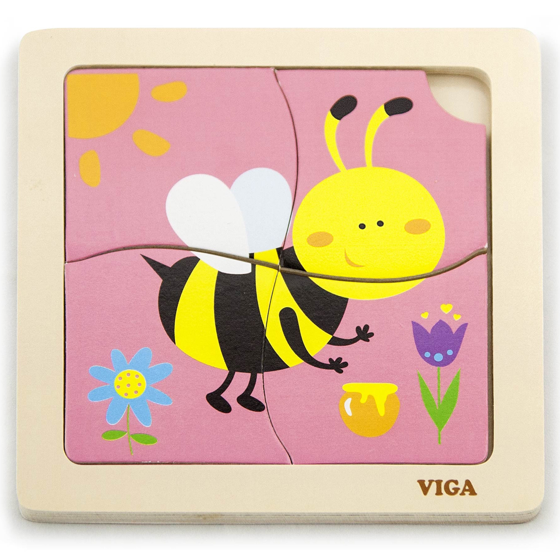 VIGA Bi-pussel i trä - Montessori-lek