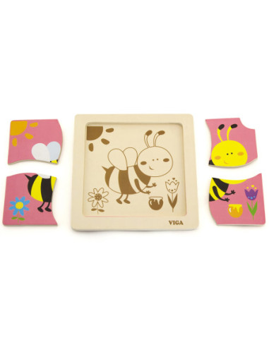 VIGA Poręczne Drewniane Puzzle Pszczoła