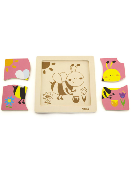 VIGA Poręczne Drewniane Puzzle Pszczoła