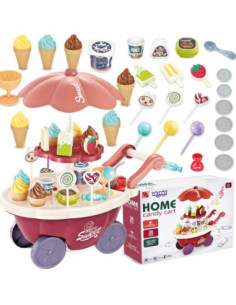 WOOPIE Sklep Wózek Stoisko z Lodami Słodyczami Dźwięk Światło + 36 Akc