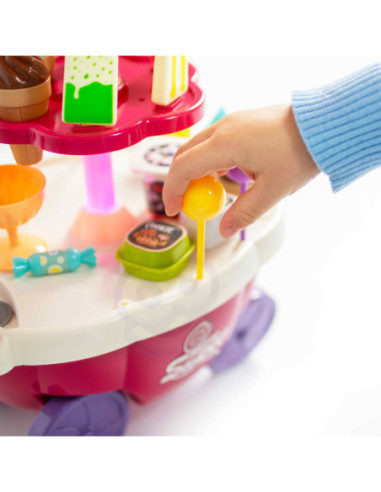 WOOPIE Sklep Wózek Stoisko z Lodami Słodyczami Dźwięk Światło + 36 Akc