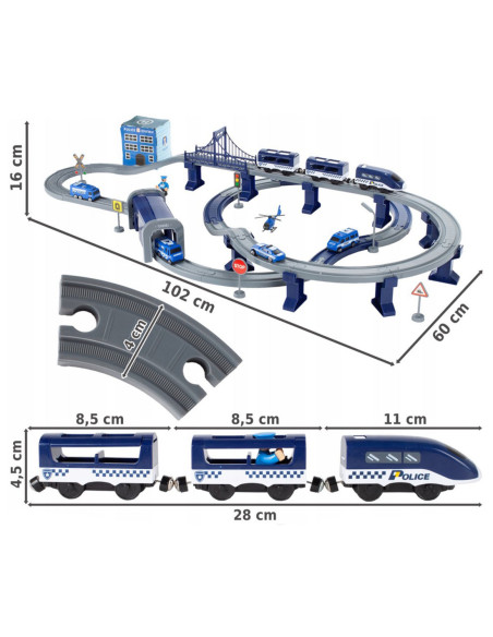 WOOPIE Kolejka  Elektryczna Tor samochodowy Komisariat Policji Helikopter Auta 92 el.