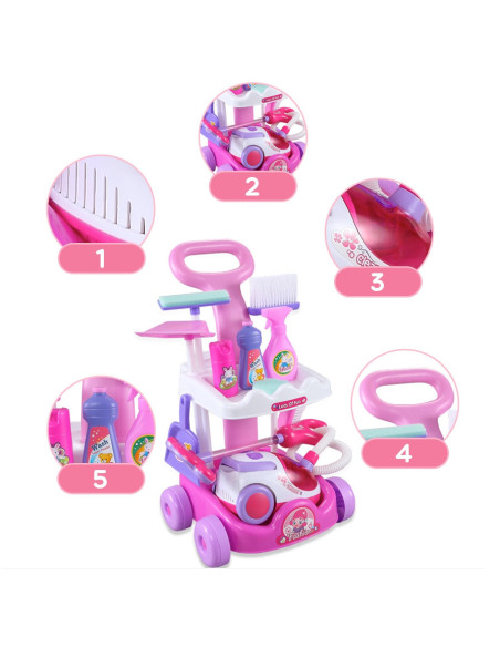 WOOPIE Zestaw do Sprzątania Wózek Odkurzacz Funkcja Ssania + 11 Akc.