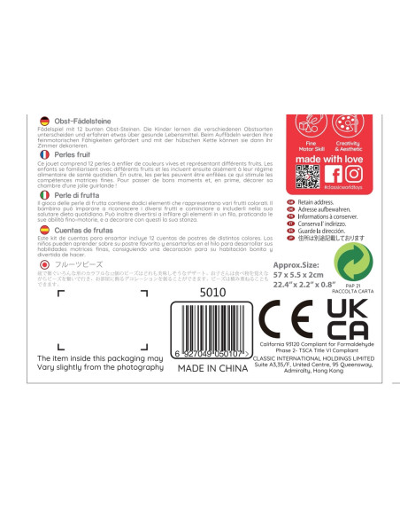 CLASSIC WORLD Drewniana Nawlekanka Owoce 13 el.