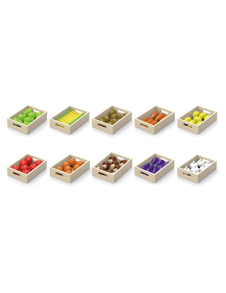 VIGA Drewniane Owoce Warzywa Zestaw 10 Skrzyneczek