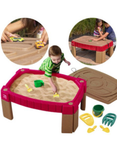 STEP2 Duża Piaskownica Stół z Pokrywą Tor Samochodowy