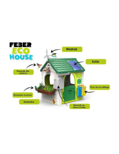 Feber Domek ogrodowy Eco Karmnik Segregacja Odpadów Imitacja Panelu Słonecznego